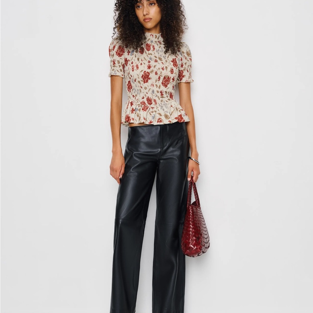 Reformation Cream and Red Floral Blouse - Picture 2 of 7